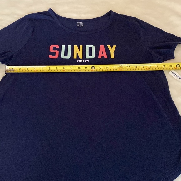 NWT OLD NAVY Relaxed Fit Tee “Sunday Funday!” Navy w/Rainbow Letters Sz XXL 🌸 - Picture 7 of 9